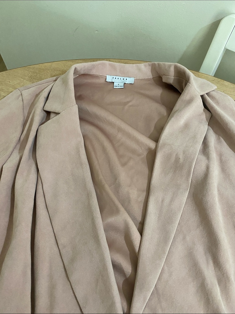 Lark & Ro Dusty Blush Open-Front Sueded Blazer